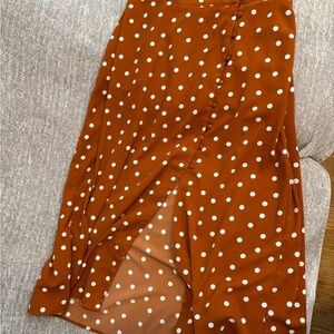 a new day Rust Polka Dot Midi Skirt